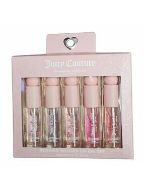 Juicy Couture Rosehip Infused Lip Oil Set 5 Pack Y2K Vibe Gloss Hydrating NIB
